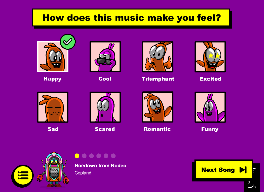 Choose an emotion screen