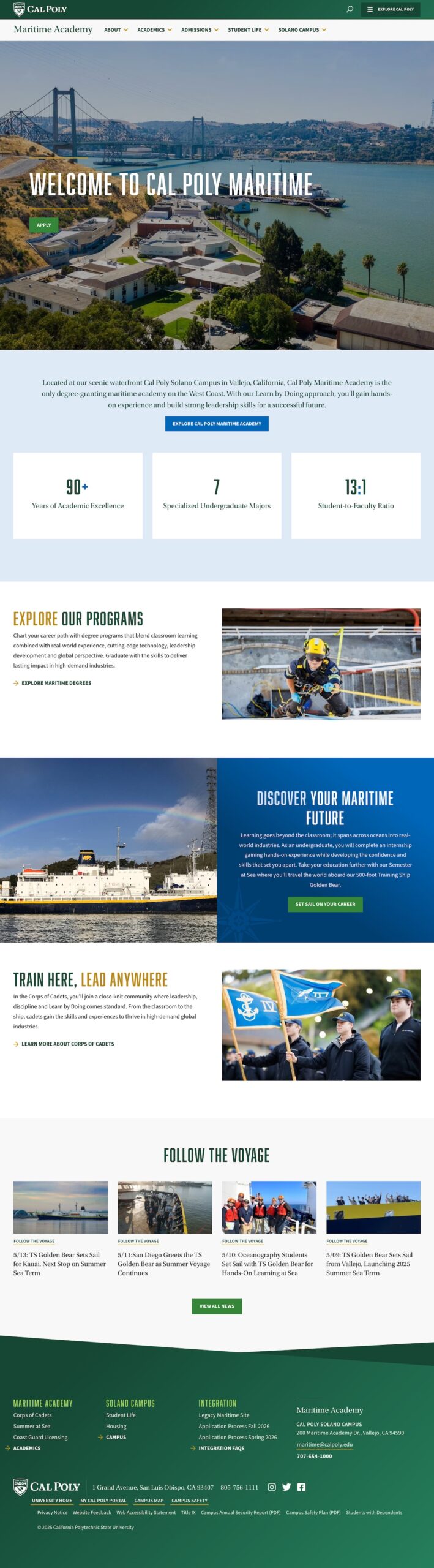 Full page-length image of the new Cal Poly Maritime site.